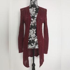 Charlotte Russe Red Crochet Cardigan